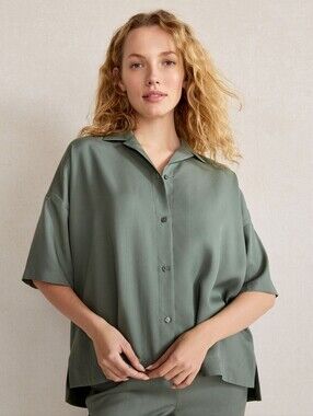 Haven Well Within Top, Bottom Up Blouse & Jogger Pants Set Tencel Sz M Green EUC